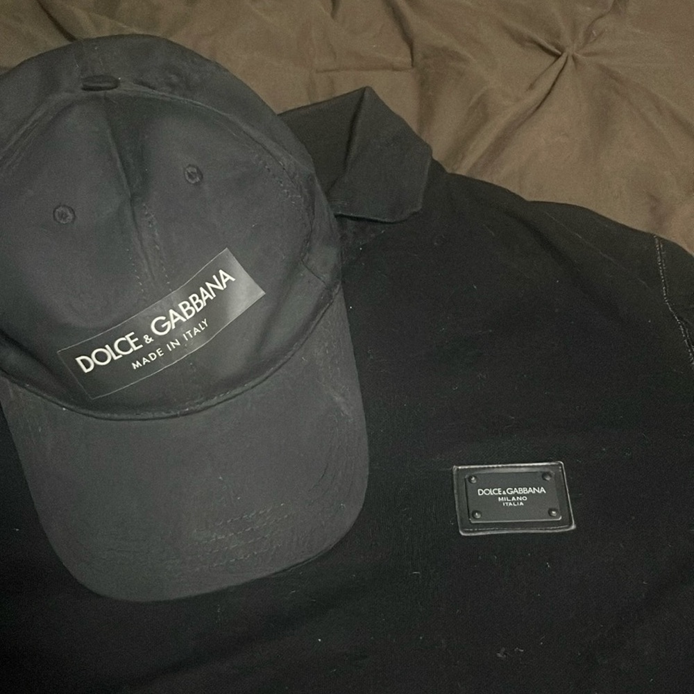 Black dolce and gabbana shirt an hat for price of one